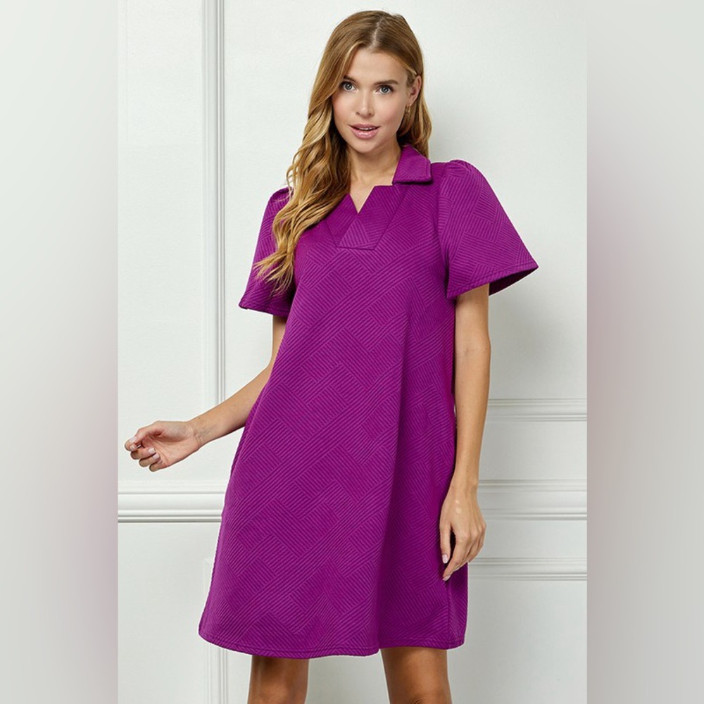 Burgandy Textured Pattern Dress